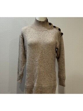 Anthropologie Sweater Tunic Button Shoulder Women's XS cozy fall knit